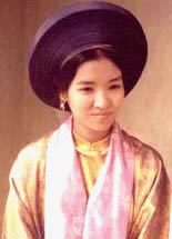 in bridal costume